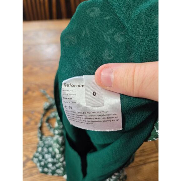 Reformation Christine Dress - Green Floral Print Sz 0 - Picture 3 of 4